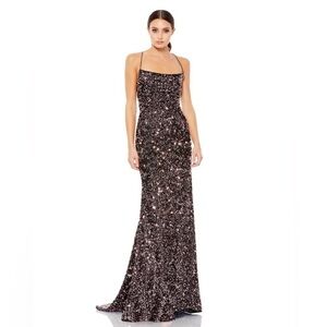 Ieena for Mac Duggal 26444 Lace-Up Back Sequin Dress